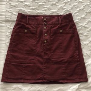 Burgundy Loft Button Up Skirt, Size 8, Light love